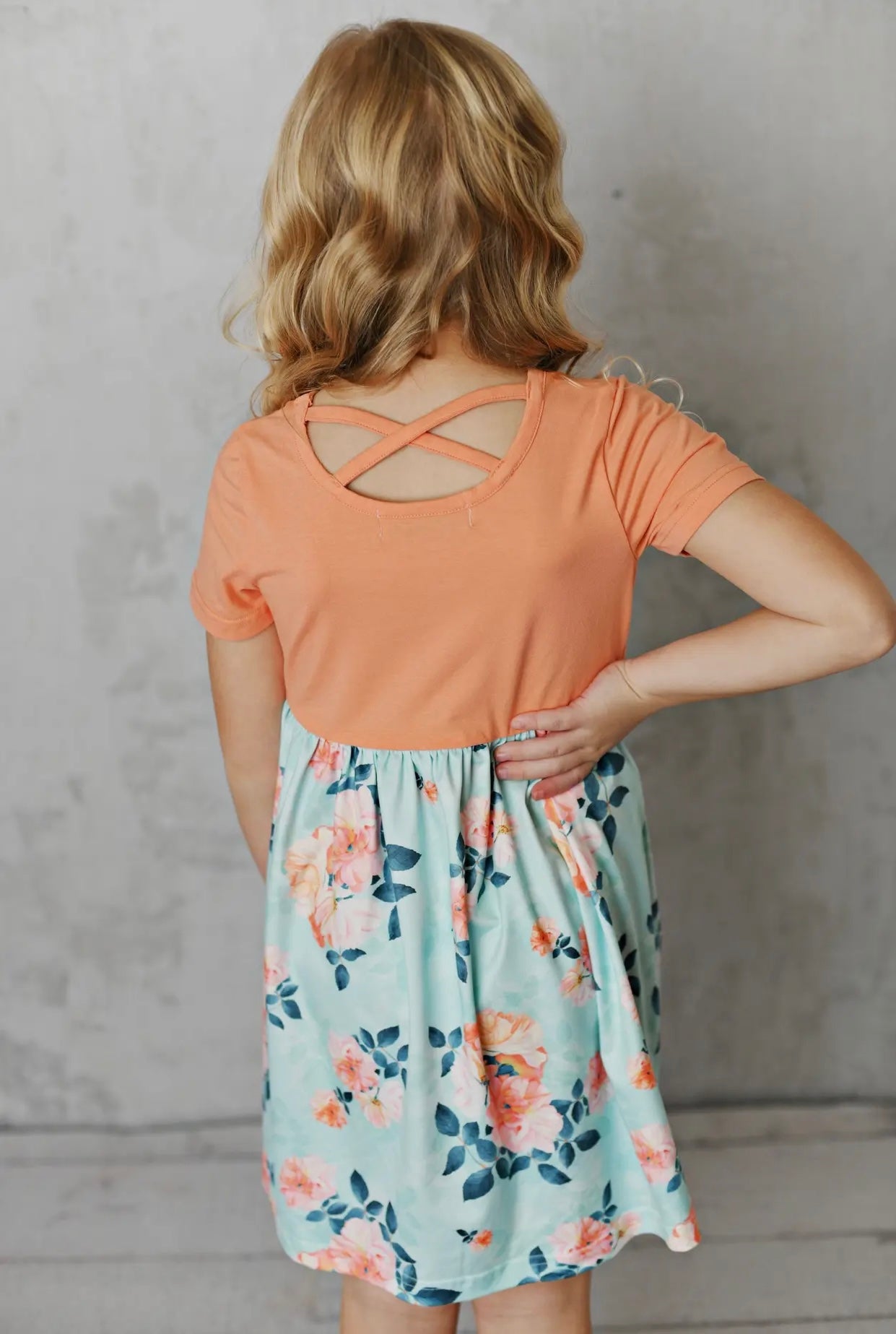 Teal & Peach Floral Dress
